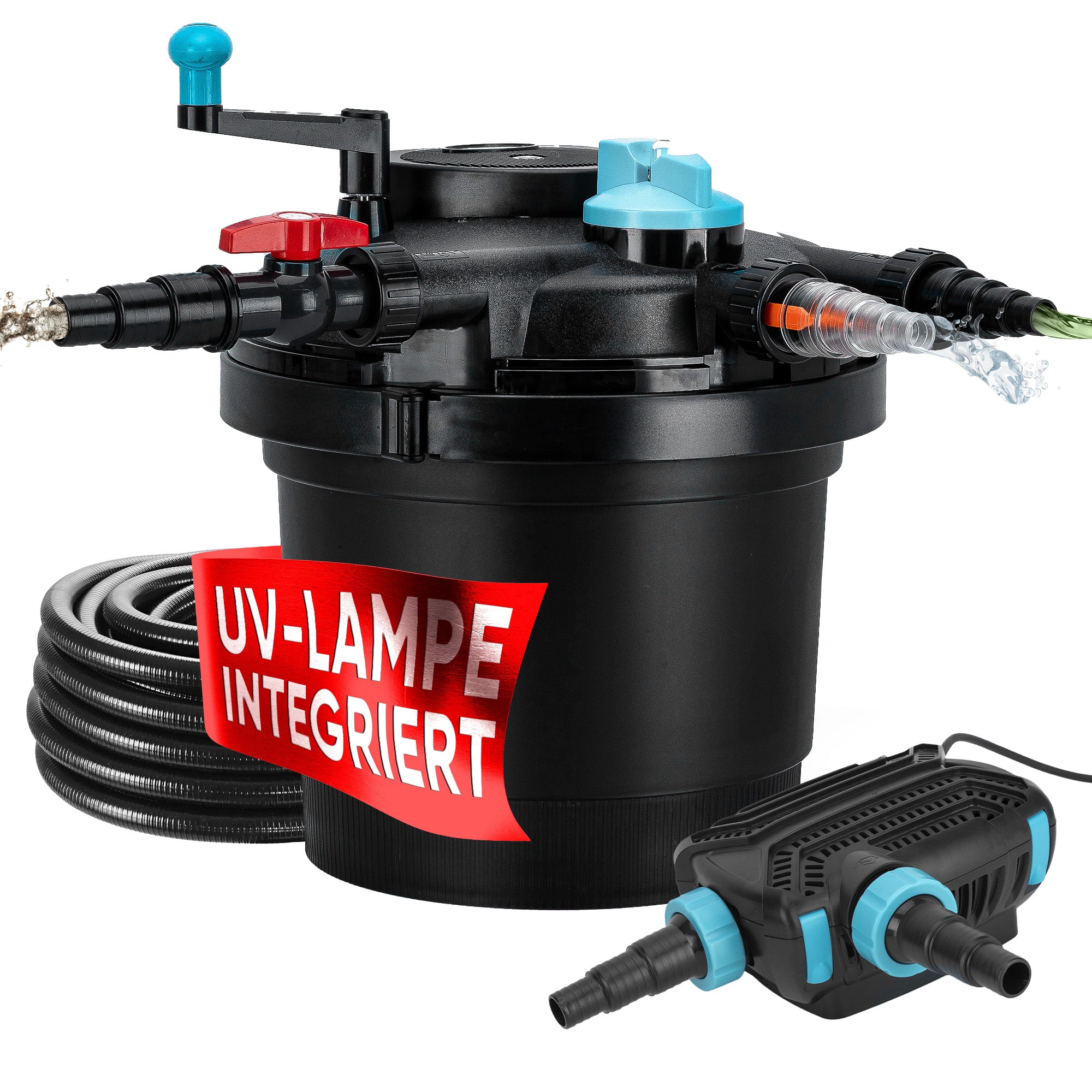 Komplettset (Filter/Pumpe/Schlauch) / 8.000 l/h