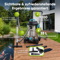 Teichsauger 1200W – Schlammsauger, Wassersauger & Pumpe 35L