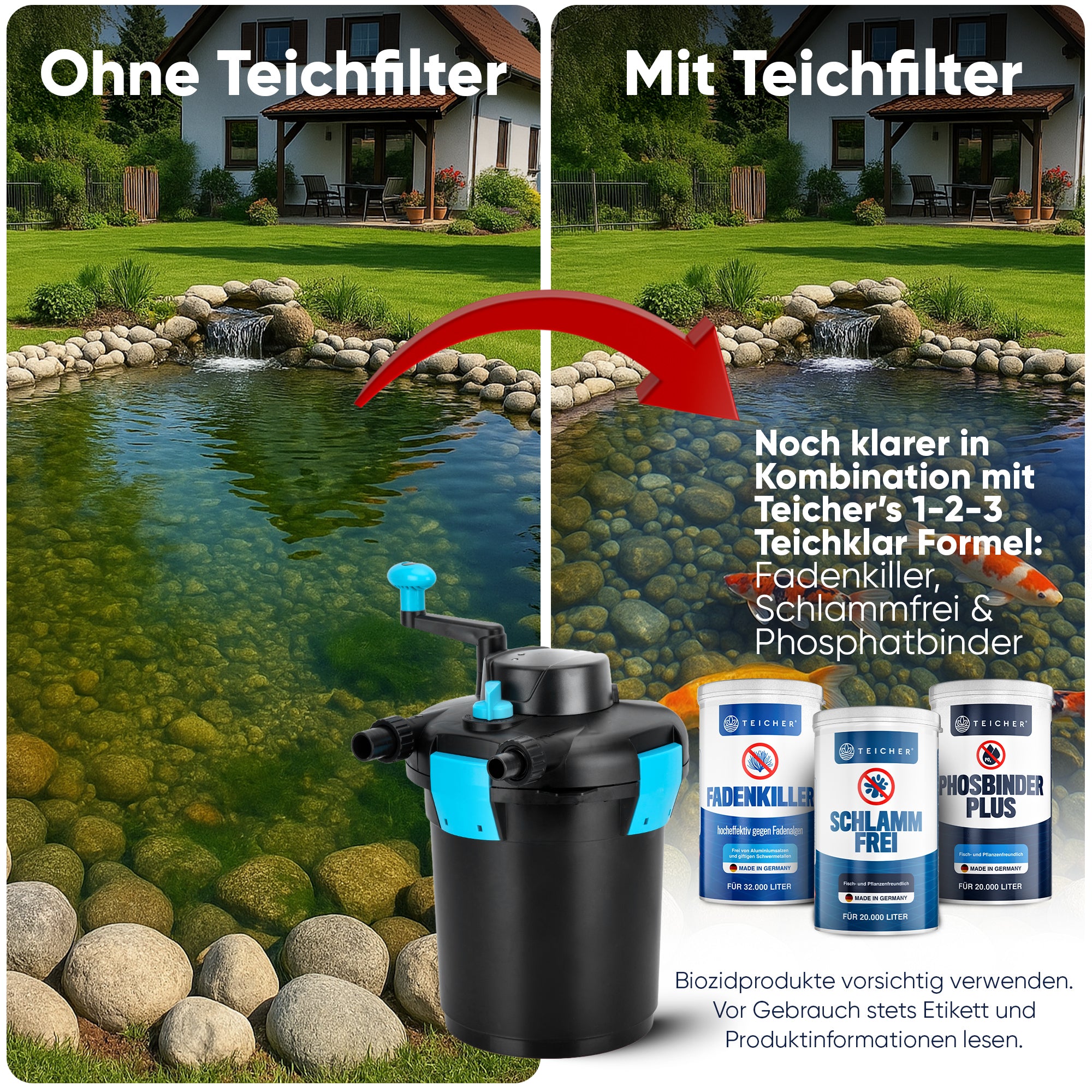 Komplettset (Filter/Pumpe/Schlauch) / 4.000 l/h