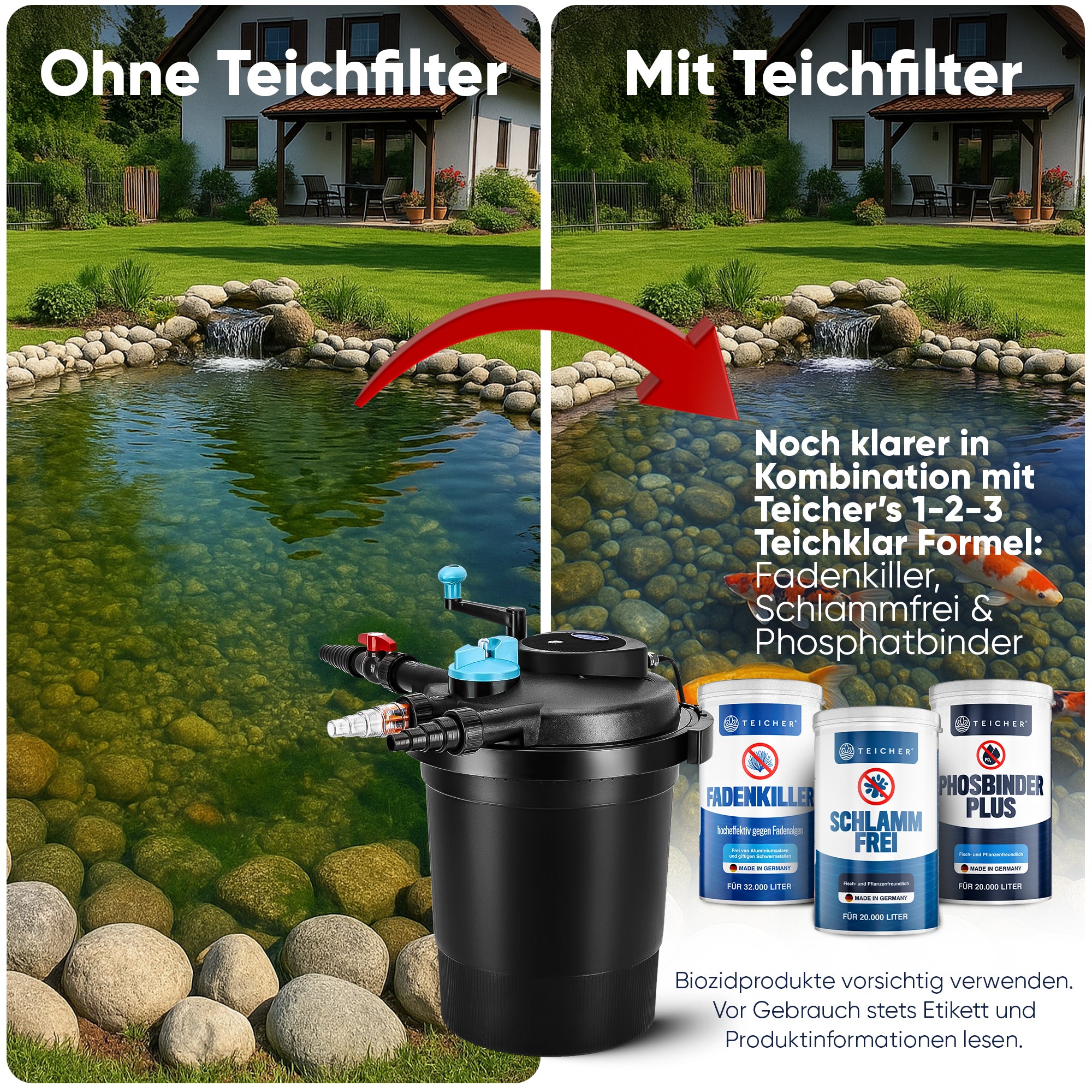 Komplettset (Filter/Pumpe/Schlauch) / 10.000 l/h