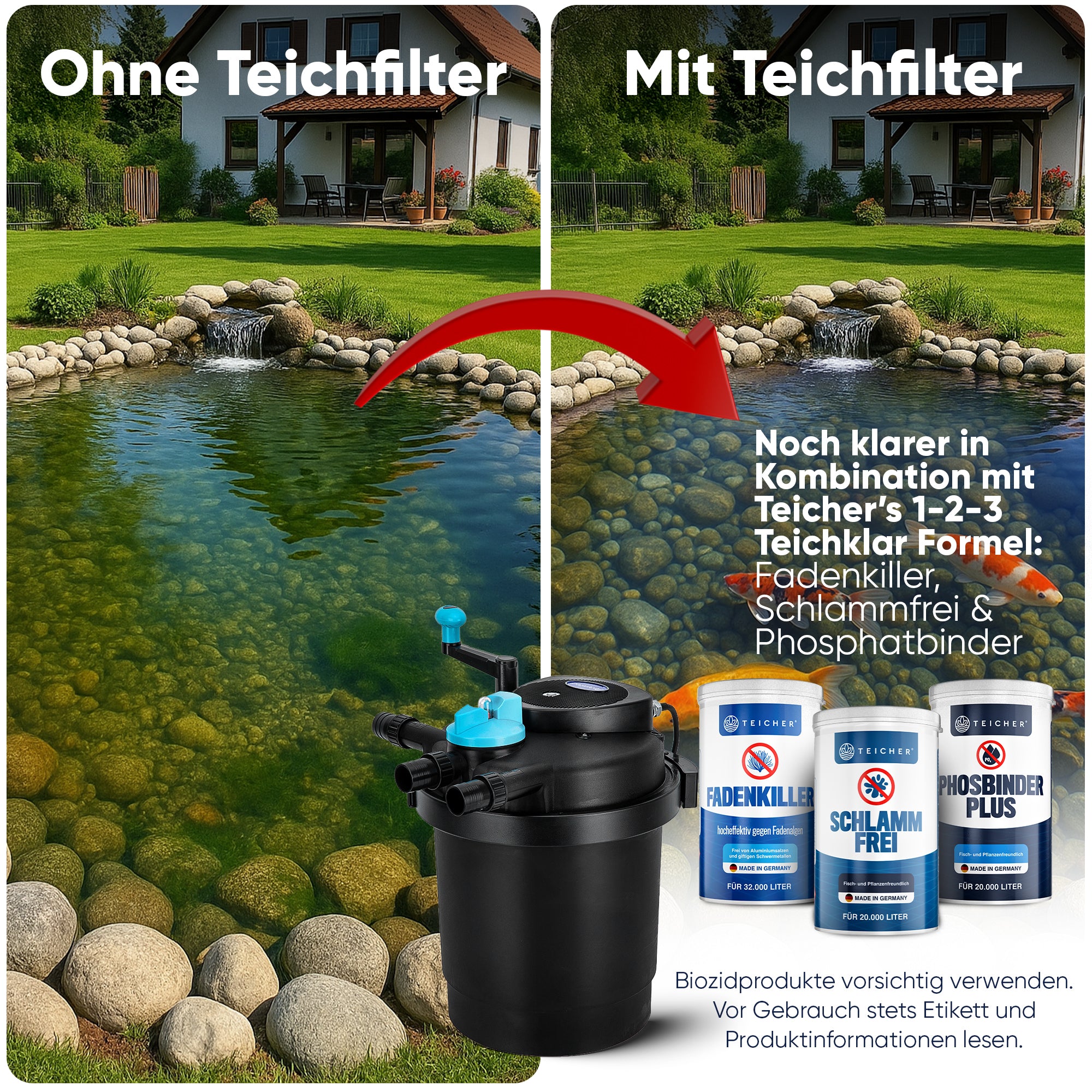 Komplettset (Filter/Pumpe/Schlauch) / 6.000 l/h