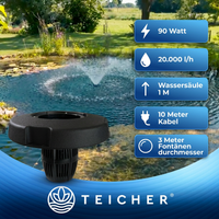 Schwimmende Teichfontäne 90W | 20.000 l/h Teichbelüftung