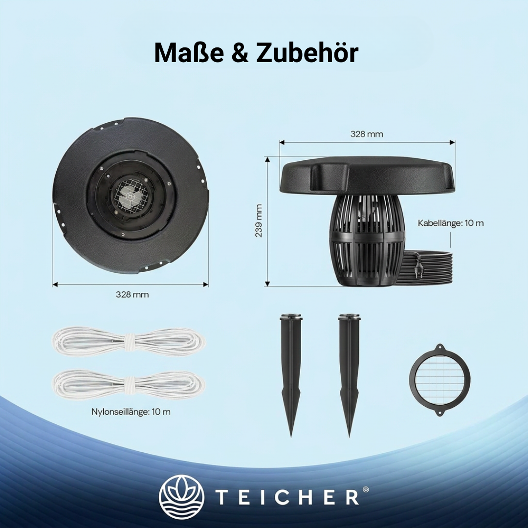 Schwimmende Teichfontäne 90W | 20.000 l/h Teichbelüftung