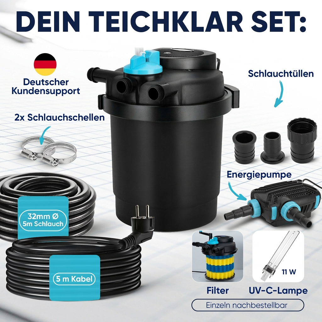 Komplettset (Filter/Pumpe/Schlauch) / 6.000 l/h