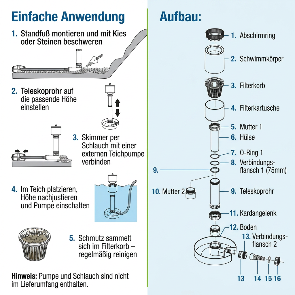 Teichskimmer SK40 – für saubere Teichoberflächen